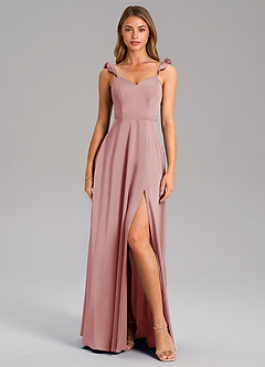 Azazie Everett Bridesmaid Dresses Dusty Rose A-Line Stretch Satin Dress image3