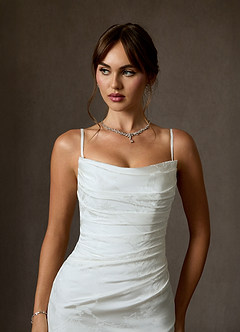 Azazie Elyse Wedding Dresses Diamond White Mermaid Strapless Floral Jacquard Dress image6