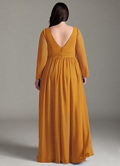 Azazie Teton Maternity Bridesmaid Dresses A-Line Long Sleeve Chiffon Floor-Length Dress image8