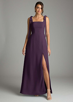 Azazie Debra Bridesmaid Dresses Plum A-Line with Pockets Chiffon Convertible Dress image7