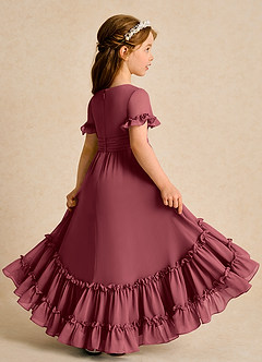 Azazie Kass Blumenmädchenkleider A-Linie Plissee Chiffon Kleid Merlot image6