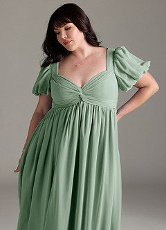 Azazie Madisynn Brautjungfernkleider für Schwangere Schleifen Chiffon Bodenlänge Kleid image9