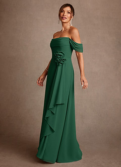 Azazie Amherst Abiti per la Madre della Sposa Abito A-Line in Chiffon a Spalla Scoperta Verde Scuro image4
