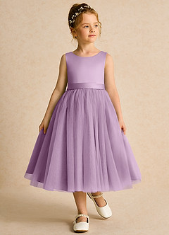 Azazie Pear vestidos de niña de las flores Vestido de Glicinia de Tul de Princesa con Lazo image4