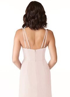 Azazie Leo Bridesmaid Dresses Rose Petal Mermaid V-Neck Pleated Chiffon Dress image6