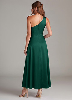 Azazie Brooke Brudtärnklänningar Klä av A-Linje i Stretch Satin Ena axeln Smaragdgrön image7