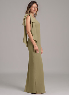 Azazie Capri Robes de demoiselle d'honneur Robe Trapèze en Mousseline de soie Une épaule Vert Mousse image3