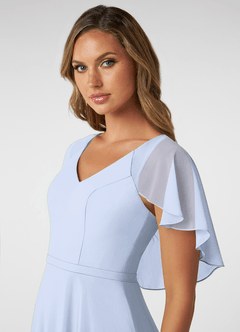 Azazie Jamie Robes de demoiselle d'honneur Robe Trapèze en Mousseline de soie Eis image6