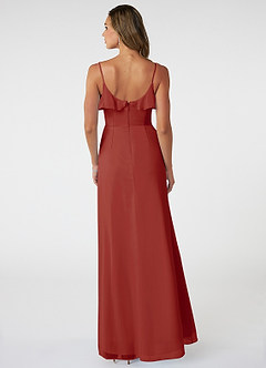 Azazie Natalia Final Sale Terracotta A-Line Chiffon Dress image2