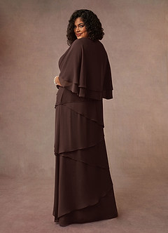Azazie OHara Mother of the Bride Dresses Ganache A-Line V-Neck Chiffon Dress image11