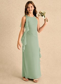 Azazie Manny Girls Formal Flower Girl Klänningar Klänning A-Line i Chiffong Plisserad image1