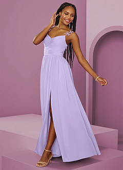 Barbie ♥ Azazie Abiti da Damigella Abito A-Line in Chiffon Plissettato Lilla image13