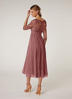 Azazie Tutu Mother of the Bride Dresses Desert Rose A-Line Boatneck Lace Chiffon Dress image4