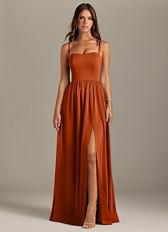 Azazie Calianna Bridesmaid Dresses Burnt Orange A-Line Off the Shoulder Stretch Satin Convertible Dress image9