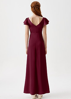 Azazie Omari Junior Mulberry A-Line Pleated Stretch Satin Dress image7