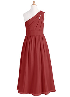 Azazie Molly Junior Rust A-Line Pleated Chiffon Dress image7