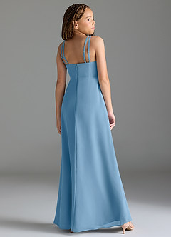 Azazie Leo Junior Steel Blue Mermaid Pleated Chiffon Dress image5