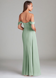 Azazie Amyra Bridesmaid Dresses Agave Sheath Off the Shoulder Chiffon Convertible Dress image4