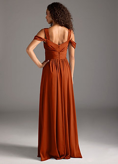 Azazie Lianne Bridesmaid Dresses Burnt Orange A-Line Off the Shoulder Stretch Satin Dress image8