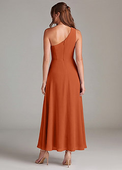 Azazie Brooke Brudtärnklänningar Klä av A-Linje i Chiffong Ena axeln Bränd Apelsin image5