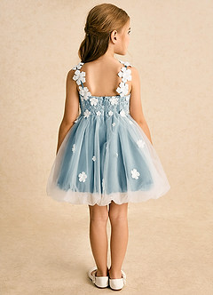 Azazie Teacup Blumenmädchenkleider Ballkleid Spitze Tüll Kleid Elfenbein Stimmungsvolles Blau image10