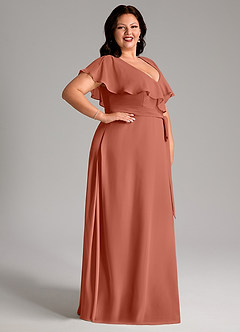 Azazie Lainey Bridesmaid Dresses Clay A-Line with Pockets Chiffon Dress image5