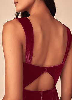 Azazie Lanessa Bridesmaid Dresses Burgundy Mermaid V-Neck Keyhole Back Velvet Dress image4