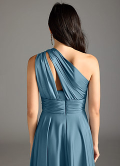 Azazie Charlize Bridesmaid Dresses Bermuda A-Line One Shoulder Stretch Satin Dress image8