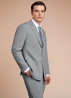 front Owen Gris Chaqueta de traje ligera a medida