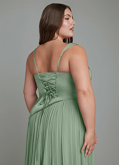 Azazie Stephanie Brautjungfernkleider A-Linie Plissee Stretch-Satin Kleid Matcha image12
