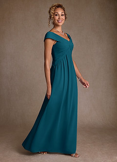 Azazie Myrtle Mother of the Bride Dresses Ink Blue A-Line Pleated Chiffon Dress image3