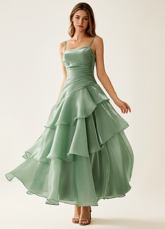 Nicola Sage Satin Ruffled A-line Prom Dress image4