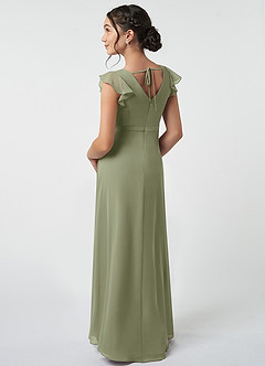Azazie Claudine Junior Pistachio A-Line Pleated Chiffon Dress image4
