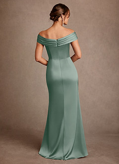 Azazie Bedford Mère de la mariée Robes Robe Fourreau en Satin extensible Plissée Sauge D'argent image3