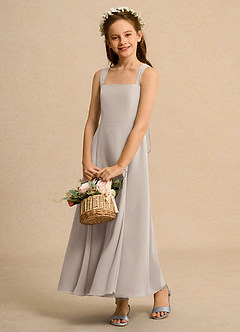 Azazie Tater Junior Formal vestidos de niña de las flores Vestido de Escarcha de Gasa de Corte En A con Plisado image4