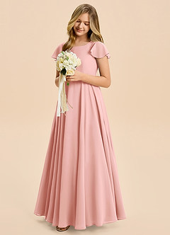 Azazie Cady Junior Rosette A-Line Pleated Chiffon Dress image4