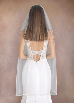 front Sheena Beads Fingertip Length Veil