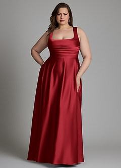 Azazie Azaria Bridesmaid Dresses Scarlet A-Line Corset Stretch Satin Dress image7