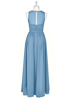 Azazie Nina Brautjungfernkleider A-Linie Plissee Chiffon Kleid Stahlblau image7
