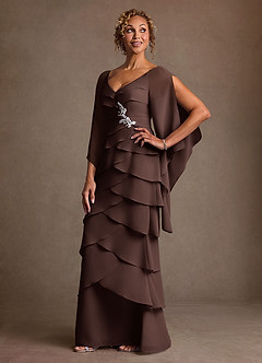 Azazie Arabinda Abiti per la Madre della Sposa Abito Tubino in Chiffon Increspato Ganache image3