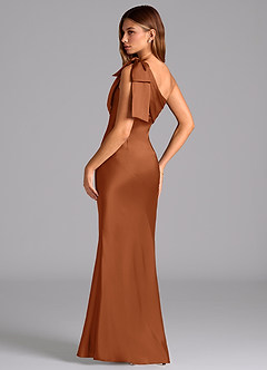Azazie Yuanna Bridesmaid Dresses Copper Mermaid One Shoulder Stretch Satin Dress image6