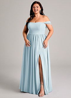 Azazie Calianna Bridesmaid Dresses Sky Blue A-Line Off the Shoulder Chiffon Convertible Dress image14