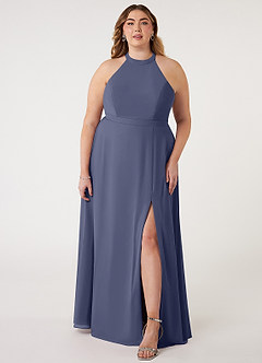 Azazie Clarice Bridesmaid Dresses Stormy A-Line Halter Chiffon Dress image8