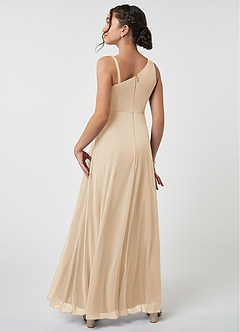 Azazie Brooke Junior Abito A-Line in Maglia Plissettato Champagne image4