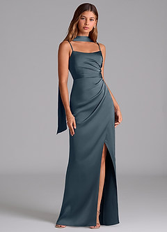 Azazie Calandra Bridesmaid Dresses Twilight A-Line Pleated Stretch Satin Dress image3