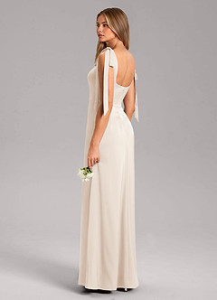 Azazie Frostine Bridesmaid Dresses White Alabaster A-Line Bow Stretch Satin Dress image12