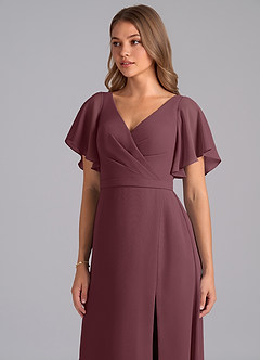 Azazie Ambrosia Jurken voor bruidsmeisjes Jurk van Chiffon met A-Lijn Geplooid Sangria image7