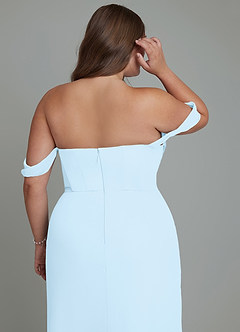 Azazie Johana Bridesmaid Dresses Sky Blue Mermaid Off the Shoulder Chiffon Convertible Dress image14