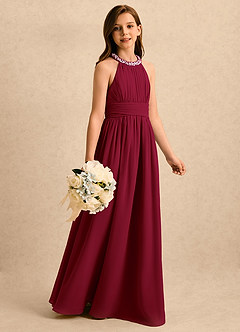 Azazie Aria Girls Formal Flower Girl Klänningar Klänning A-Line i Chiffong Plisserad image3