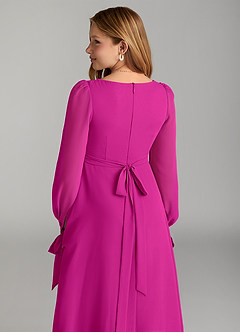 Azazie Leonia Junior Fuchsia A-Line with Pockets Chiffon Dress image6